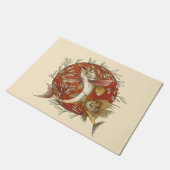 Japans Vliegende Vis en Bamboebladeren Kunst Deurmat (Schuin)