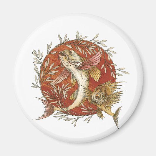 Japans Vliegende Vis en Bamboebladeren Kunst Magneet (Voorkant)