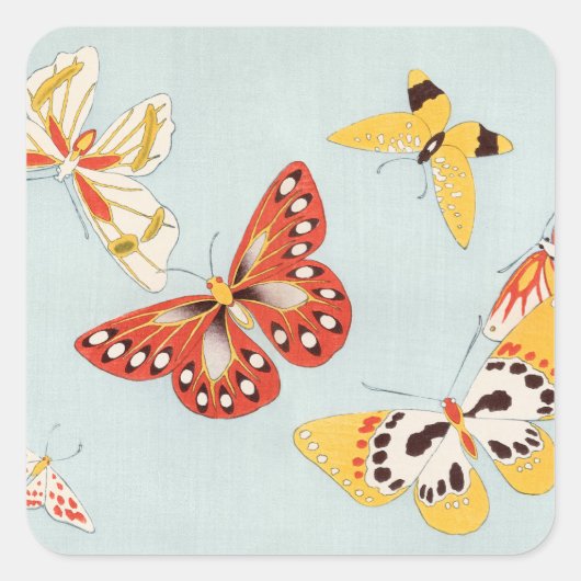  japans vlinders print vierkante sticker (Voorkant)