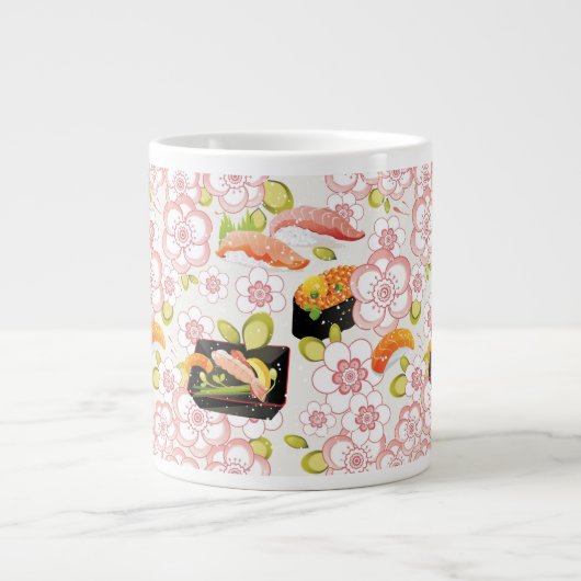 Japans voedsel: Sushi Pattern 2 Extra Grote Beker (Voorkant)