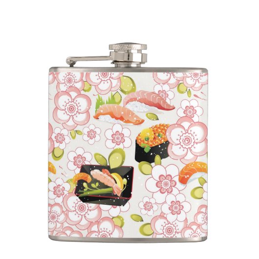 Japans voedsel: Sushi Pattern 2 Heupfles (Voorkant)