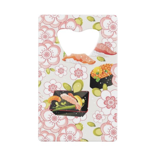 Japans voedsel: Sushi Pattern 2 Kredietkaart Flessenopener (Voorkant)