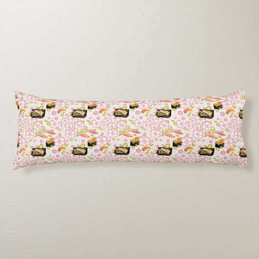 Japans voedsel: Sushi Pattern 2 Lichaamskussen (Voorkant)