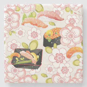 Japans voedsel: Sushi Pattern 2 Stenen Onderzetter