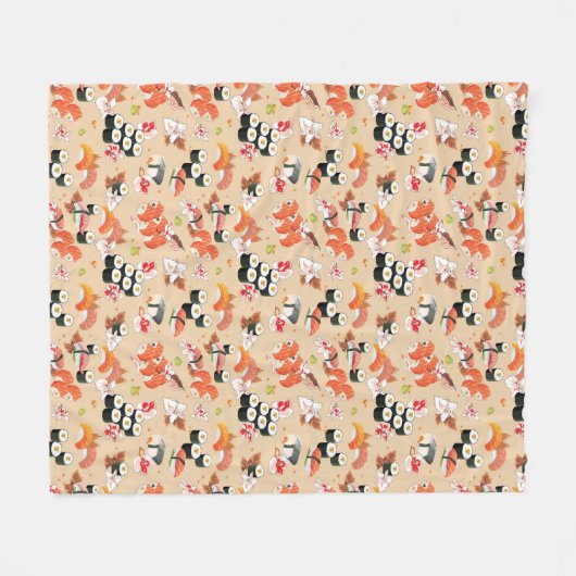 Japans voedsel: Sushi Pattern 3 Fleece Deken (Voorkant (Horizontaal))