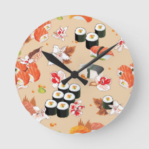 Japans voedsel: Sushi Pattern 3 Ronde Klok