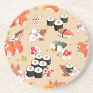 Japans voedsel: Sushi Pattern 3 Zandsteen Onderzetter