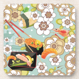 Japans voedsel: Sushi Pattern 4 Drankjes Onderzetter