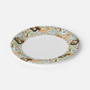 Japans voedsel: Sushi Pattern 4 Papieren Bordje