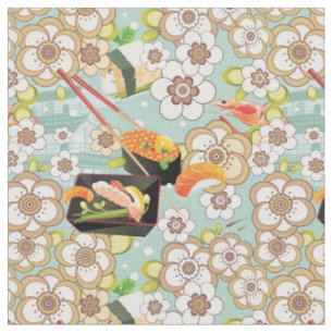 Japans voedsel: Sushi Pattern 4 Stof