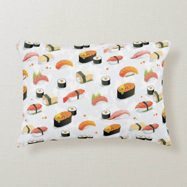 Japans voedsel: Sushi Pattern Accent Kussen (Voorkant)
