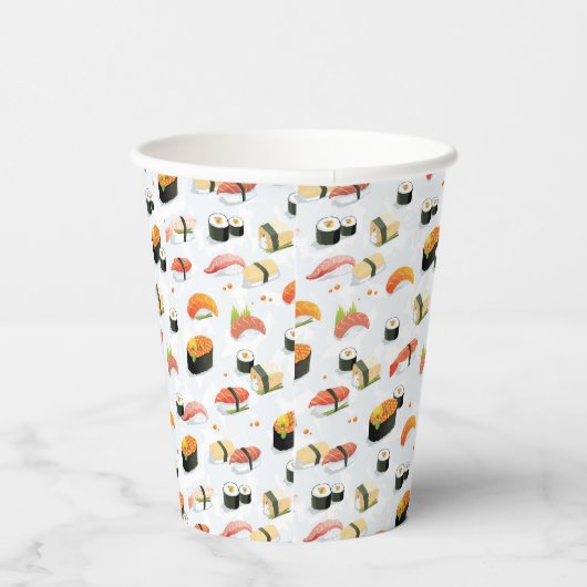 Japans voedsel: Sushi Pattern Papieren Bekers (Rechts)