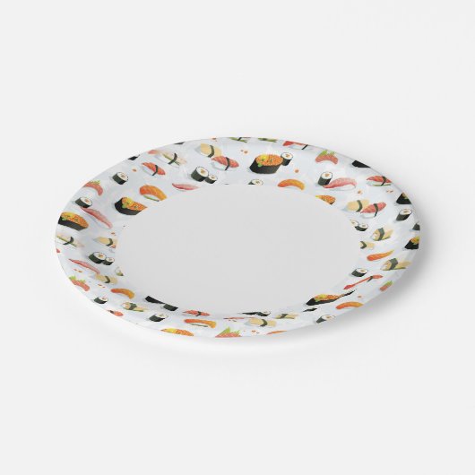 Japans voedsel: Sushi Pattern Papieren Bordje (Gekanteld)