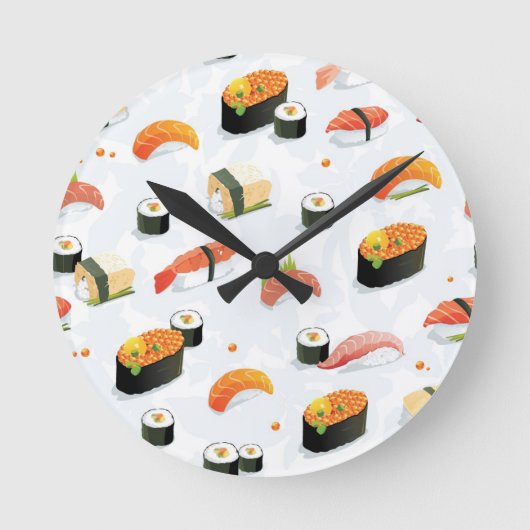 Japans voedsel: Sushi Pattern Ronde Klok (Voorkant)