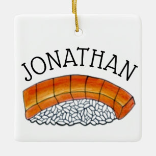 Japans voedsel Sushi Salmon Nigiri gepersonaliseer Keramisch Ornament