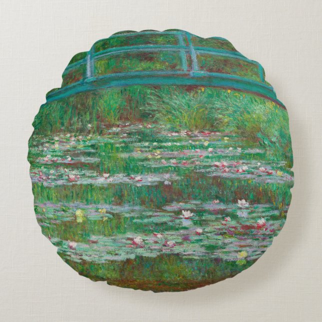Japans voetganger Claude Monet Impressionist Rond Kussen (Voorkant)