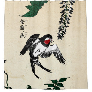 Japans Vogel en Wisteria Douchegordijn