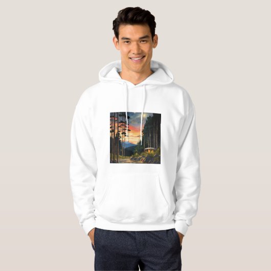 Japans warmwaterbron mannen hoodie (Voorkant volledig)