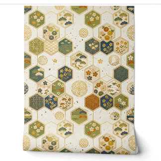 Japans Washi-papier Zeshoekig Patroon | Naadloos S Behang