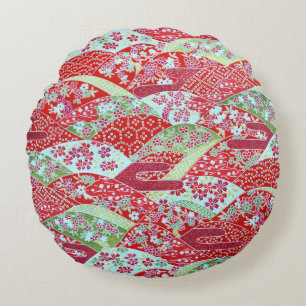 Japans wasprogramma Red Floral Origami Yuzen Round Rond Kussen