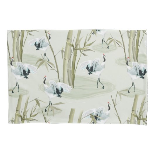 Japans Waterverf Aziatisch kunstvogelpatroon Kussensloop (Voorkant)