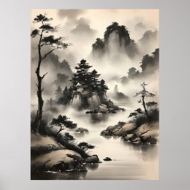 Japans Waterverf landschap Poster