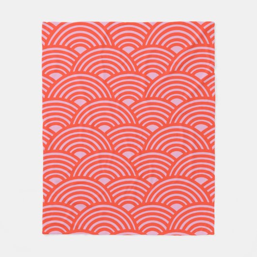 Japans Wave Seigaiha Pattern Roze Rood Fleece Deken (Voorkant)