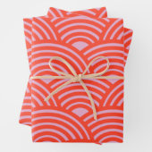 Japans Wave Seigaiha Pattern Roze Rood Inpakpapier Vel (In situ)