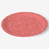 Japans Wave Seigaiha Pattern Roze Rood Papieren Bordje (Gekanteld)