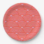 Japans Wave Seigaiha Pattern Roze Rood Papieren Bordje (Voorkant)
