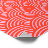 Japans Wave Seigaiha Pattern Roze Rood Poster (Hoek)