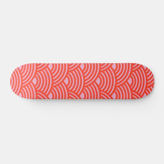 Japans Wave Seigaiha Pattern Roze Rood Skateboard (Horizontaal)