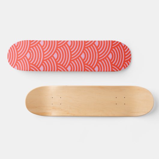 Japans Wave Seigaiha Pattern Roze Rood Skateboard (Horizontaal)