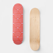 Japans Wave Seigaiha Pattern Roze Rood Skateboard (Voorkant)
