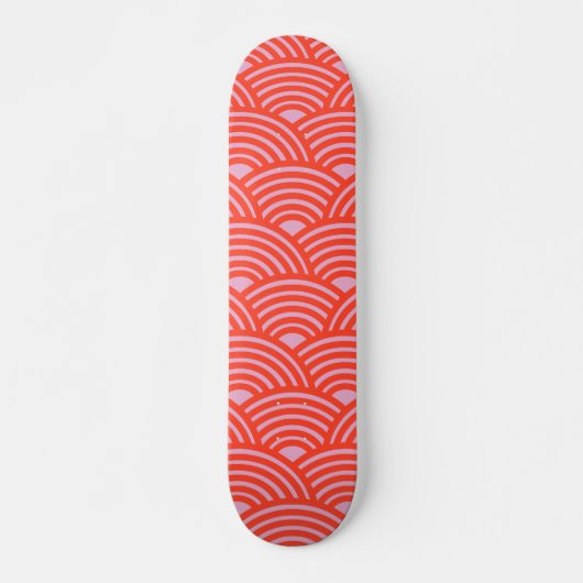 Japans Wave Seigaiha Pattern Roze Rood Skateboard (Voorkant)