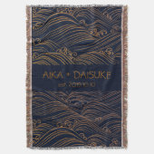 Japans Waves Patroon Gepersonaliseerde Trouwcadeau Deken (Voorkant Verticaal)