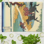 Japans Woodblock print Samurai Horse Chase Theedoek (Gevouwen)