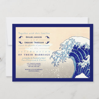 Japans Woodblock print Wedding Invitations Kaart