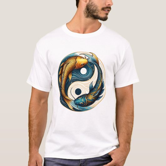 Japans Yin Yang symbool Koi Vis T-shirt (Voorkant)