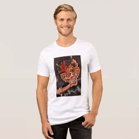  Japans Yokai Oni King Fine Art Tri-Blend Shirt (Voorkant volledig)