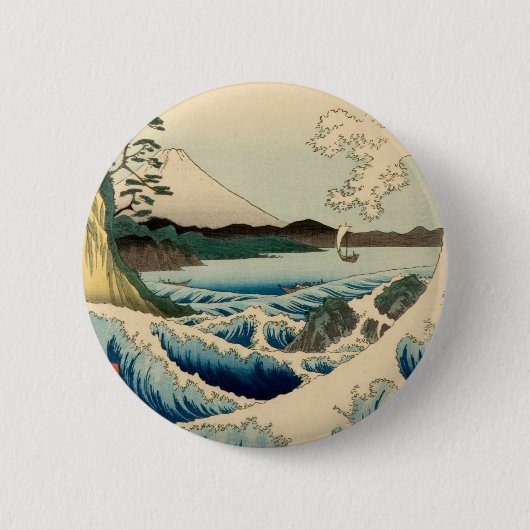 Japans Zee van Satta Hiroshige Art Ronde Button 5,7 Cm (Voorkant)