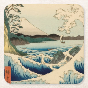 Japans Zee van Satta Hiroshige Art Vierkante Kartonnen Onderzetter