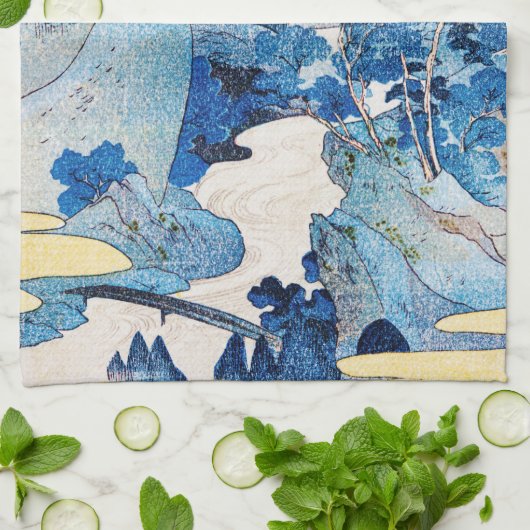 Japans zonnegerlandschap, Kuniyoshi, Ukiyo-e Theedoek (Gevouwen)