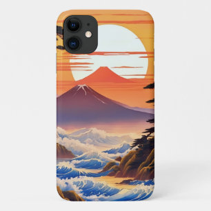 Japans zonsopgang zonsondergang landschap iPhone 11 hoesje