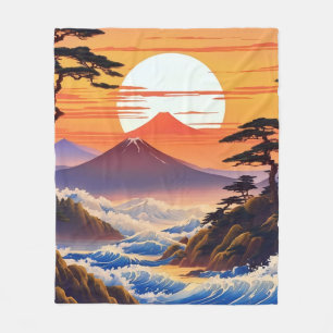 Japans zonsopgang zonsondergang landschap fleece deken