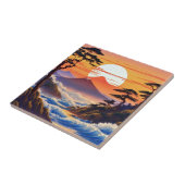 Japans zonsopgang zonsondergang landschap tegeltje (Zijkant)