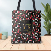 Japans Zwart Sakura Blossom Monogram Initialen Draagtas