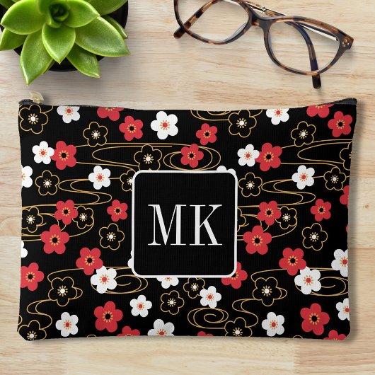 Japans Zwart Sakura Blossom Monogram Initialen Etui