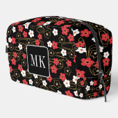 Japans Zwart Sakura Blossom Monogram Initialen Toilettasje (Rechterhoek)