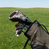 Japans zwart-wit flessenpatroon op maat golfheadcover (Insitu)